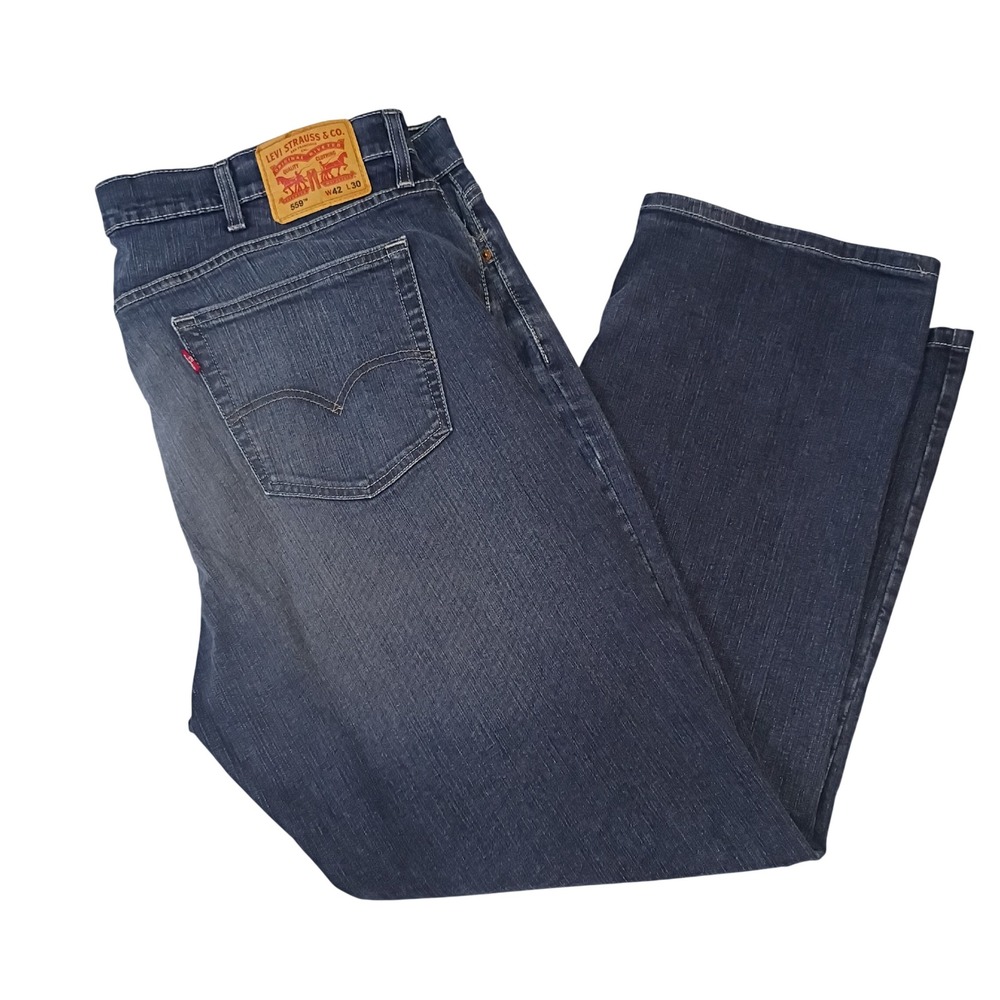 Levis 559 Relaxed Straight Jeans Mens 42x30 Fits 43x30 Dark Wash Blue Denim